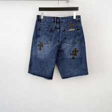 [A알] 크롬하츠 데님 숏팬츠 크로스 패치 디테일